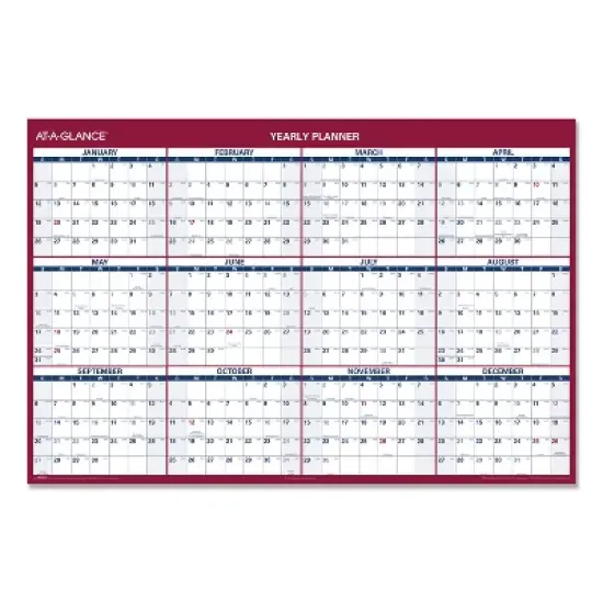 Erasable Vertical/Horizontal Wall Planner, 32 x 48, White/Blue/Red Sheets, 12-Month (Jan to Dec): 2026 image {2}