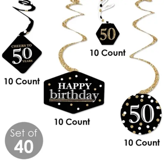 Big Dot of Happiness Adult 50th Birthday - Gold - Birthday Party Hanging Decor - Party Decoration Swirls - Set of 40 image {3}