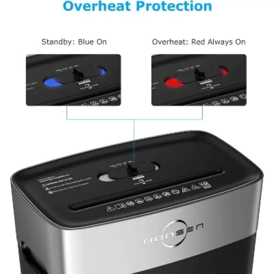 BONSEN 10-Sheet Cross-Cut Shredder for Home Office, P-4 high security, quiet, credit card shredder, jam-proof system, 4-gallon bin image {7}