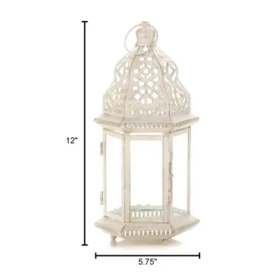 Iron Sublime Outdoor Lantern Distressed White - Zingz & Thingz image {5}