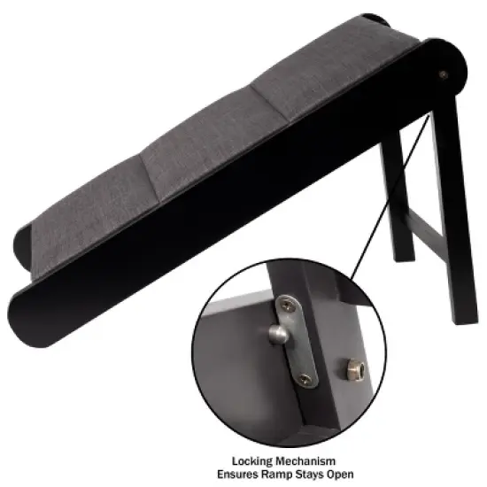 Pet Adobe Foldable Wooden Pet Ramp, Black/Gray image {4}