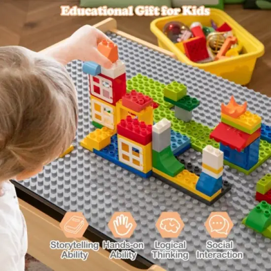 Costway All-in-One Kids Activity Table with Reversible Blackboard & Map Tabletop image {5}