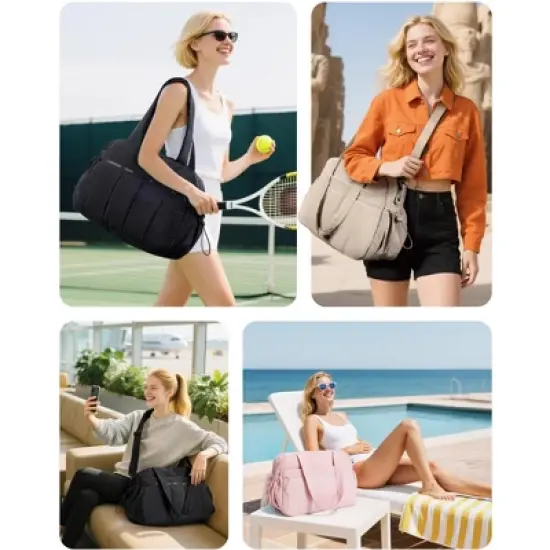 Gym Bag, Duffle Bag for Travel with Wet Pocket, Lightweight Carry on Weekender Duffel, Water Resistant image {4}