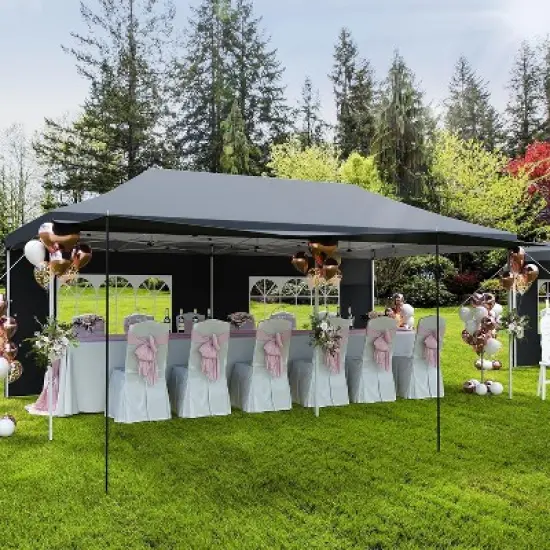 10x20 Pop Up Canopy Tent, Commercial Heavy Duty Canopy Tents with Roller Bag, Tents with 6 Removable Sidewalls, Upgraded Thickened Legs, 6 Sand Bags image {1}