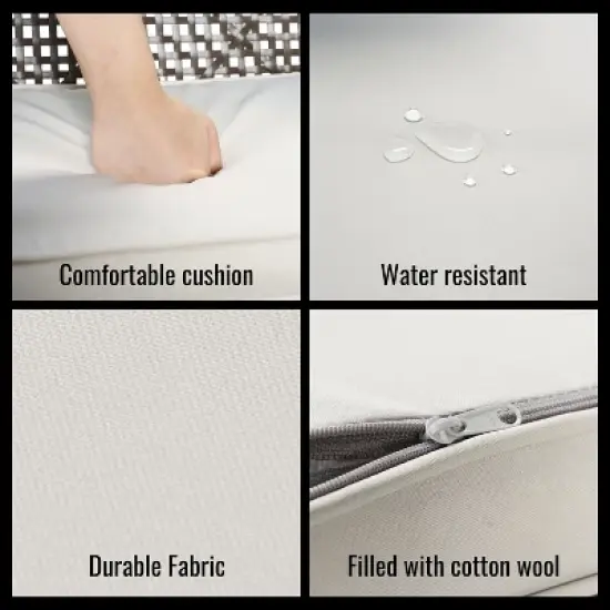 FIONECA All-Weather 5-Piece Patio Dining Set with Acacia Wood Table Top & Umbrella Hole, Coffee Brown Rattan Outdoor Conversation Set image {9}