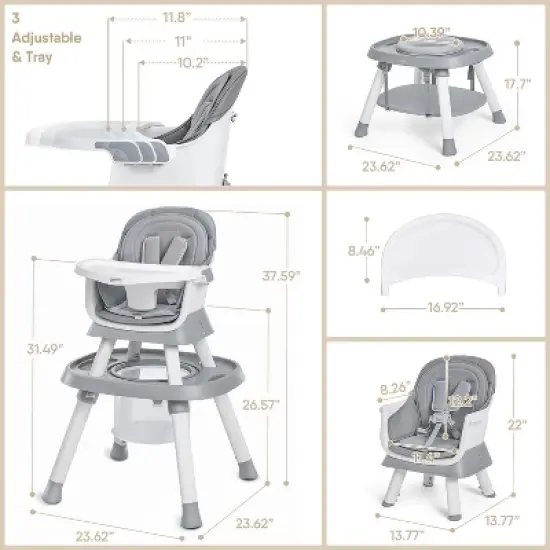BabyBond Baby High Chair, 15 in 1 Convertible Highchair with Tray and Activity Center, Suitable for Babies and Toddlers image {5}