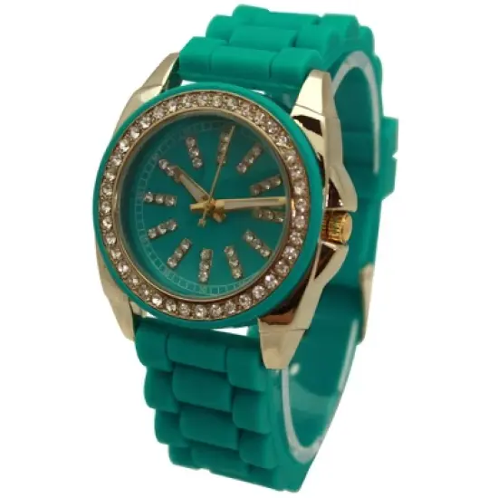 Olivia Pratt Bright Silicone Band with Rhinestones Numeral Women Watch image {2}