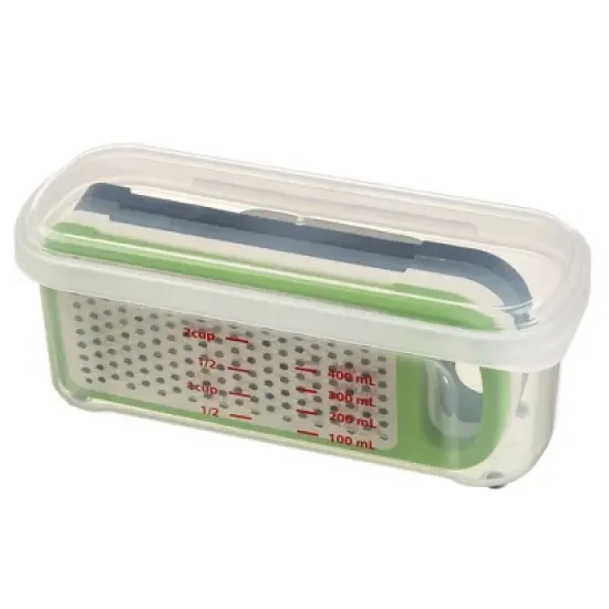 Prepworks Compact Grate and Slice Set: Mandoline & Veggie Slicer, 4 Blades, Dishwasher-Safe, Green/Gray/Black image {3}