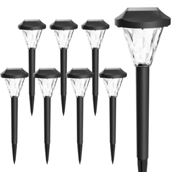 GIGALUMI  Solar Powered Pathway Lights, Waterproof Outdoor Solar Lights for Garden and Landscape, Warm White, 8 Pack image {7}