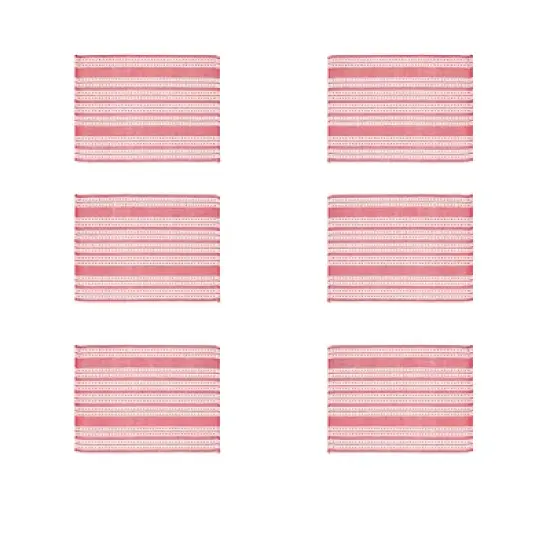 C&F Home Warner Scarlet Woven Placemats Set of 6 Red Stripe, 14" x 20" image {1}