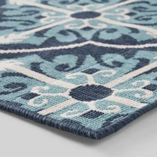 7'10" x 10' Morocco Trellis Outdoor Rug Navy/Blue - Christopher Knight Home image {1}