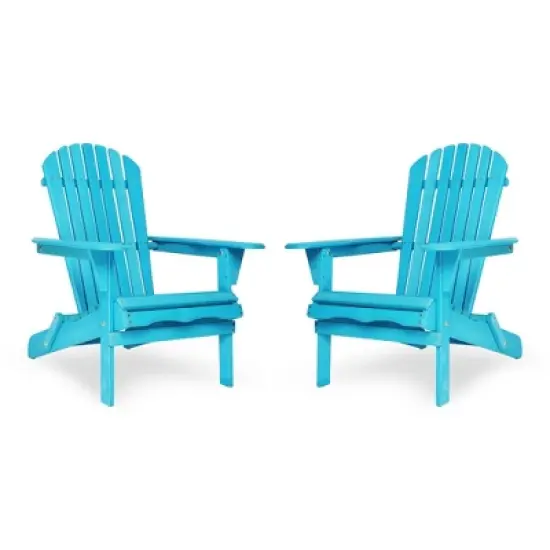 GDFStudio Hubery Classic Foldable Solid Wood Adirondack Chairs (Set of 2) image {1}