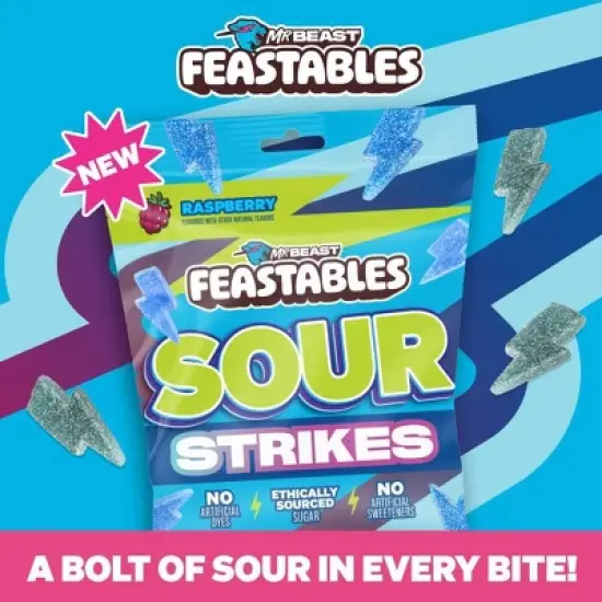 Feastables Sour Strikes Gummy Candies - Blue Raspberry - 7.5oz image {2}