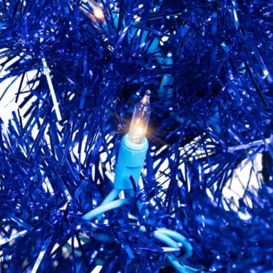 Northlight Pre-Lit Artificial Tinsel Christmas Tree - 3' - Blue - Clear Lights image {2}