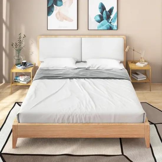 2 PCS 2-Tier Bedside End Table Bamboo Nightstand for Living Room Bedroom image {3}