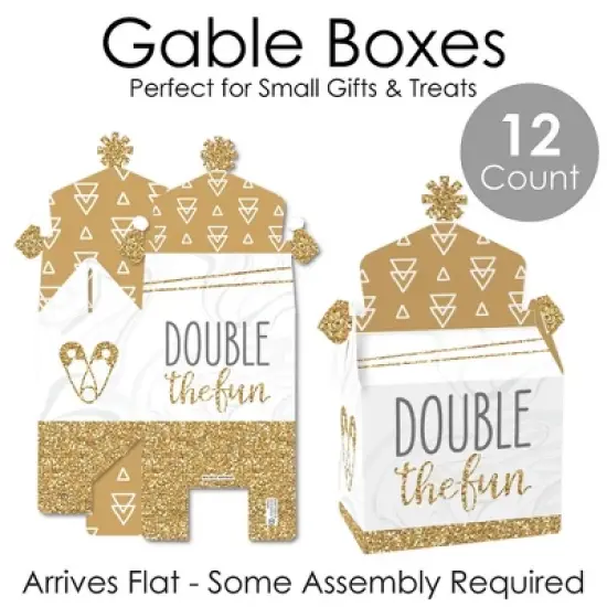 Big Dot of Happiness It's Twins - Treat Box Party Favors - Gold Twins Baby Shower Goodie Gable Boxes - Set of 12 image {4}
