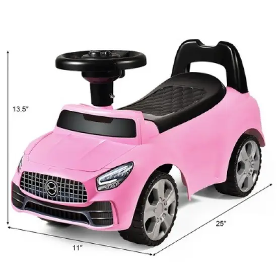 Costway Foot-to-Floor Kids Ride-On Push Car w/ Horn and Music White\Pink image {1}
