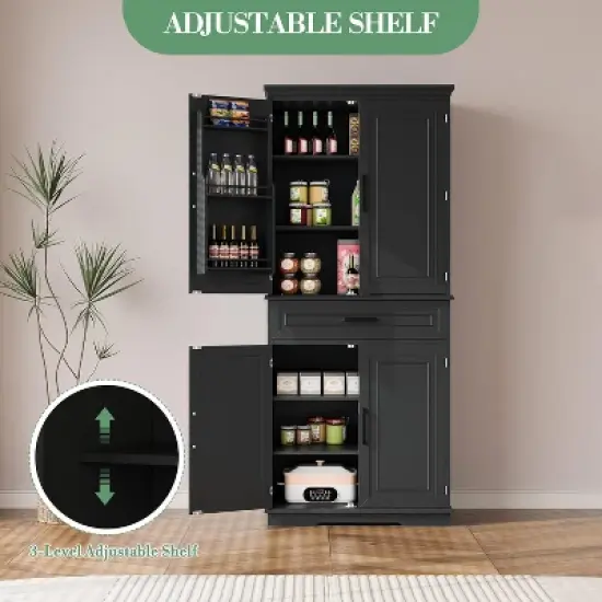 COZONY 72'' Tall Kitchen Pantry Cabinet with Drawer and Adjustable Shelves, Farmhouse Storage Cupboard for Dining Room or Laundry image {5}