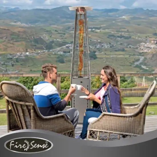 Fire Sense Pyramid Flame Patio Heater 40,000 BTU Outdoor Propane Heater Tower with Wheels - Hammered Platinum Finish image {4}