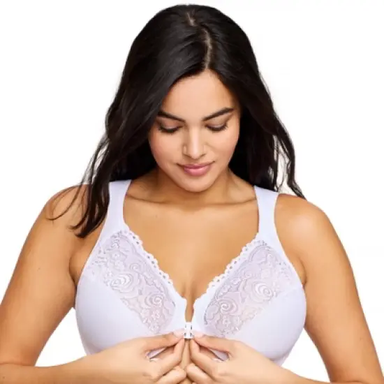 Glamorise Womens WonderWire Front-Closure Underwire Bra 1245 White image {2}