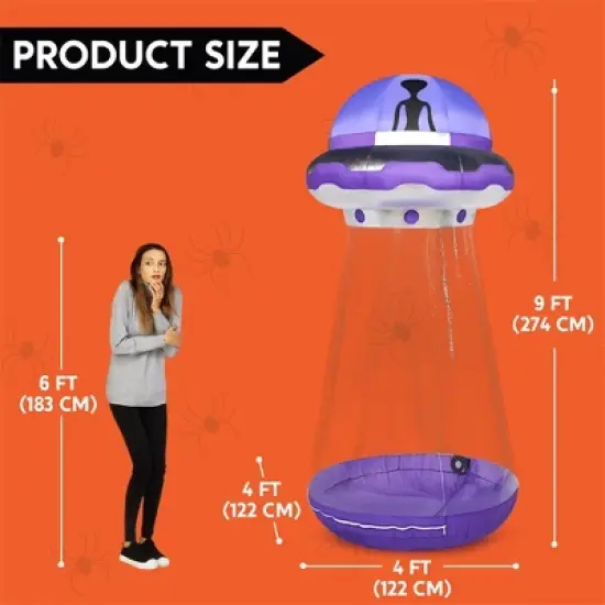 Joyfy 9 FT Halloween Inflatable Outdoor Decoration, Inflatable Purple UFO with Built-in LEDs for Halloween Party Yard Garden Lawn Outside Decoration image {8}