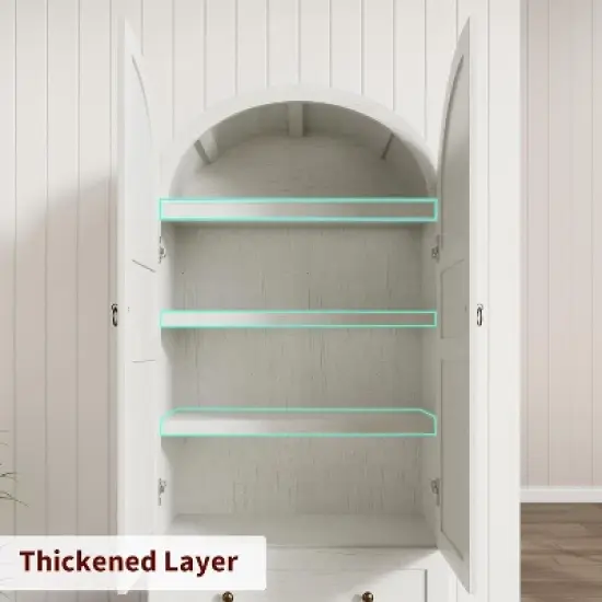 72" Tall Arched Kitchen Pantry Cabinet, Farmhouse Wood Pantry Storage Cabinet with Drawers, Door, Freestanding Versatile Pantry Cabinets image {2}