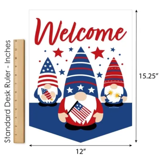 Big Dot of Happiness Patriotic Gnomes - Outdoor Home Decorations - Double-Sided Holiday Gnome Party Garden Flag - 12 x 15.25 inches image {4}