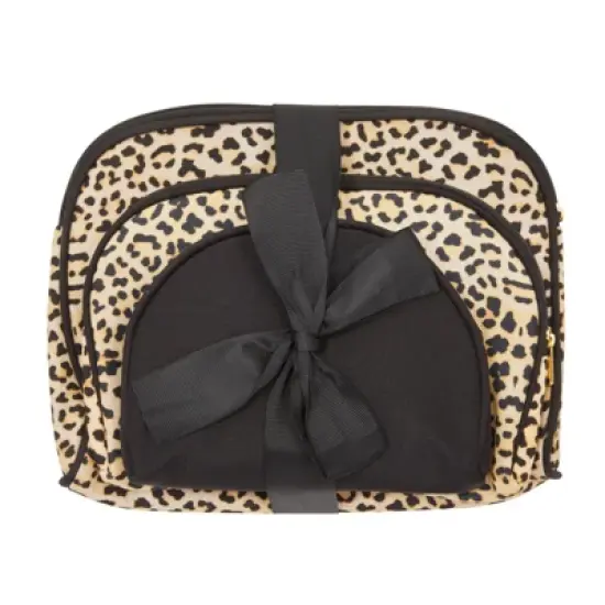 Glamlily 3 Pack Cheetah Print Makeup Bag Set, Cosmetic Travel Bags (3 Sizes) image {6}