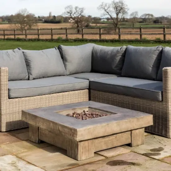 Square Propane Fire Pit with Wood Like Finish - Gray - Teamson Home image {4}