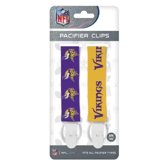 BabyFanatic Officially Licensed Unisex Pacifier Clip 2-Pack - NFL Minnesota Vikings - Officially Licensed Baby Apparel image {2}