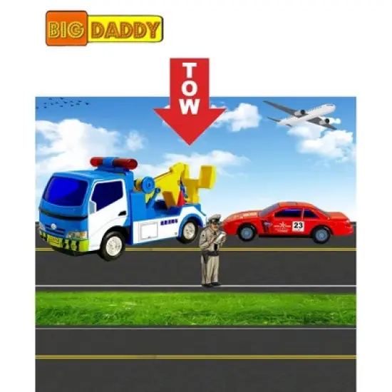 Big Daddy Police Wrecker Truck and Toy Car Combo Set Tow Truck Toy Includes A Tire Plate for Safe Towing image {4}