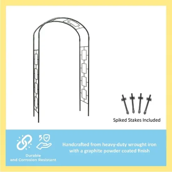 Achla Designs 100" Wrought-Iron Garden Arbor: Outdoor Archway, 8'4" Tall, Yard Entryway Decor image {5}