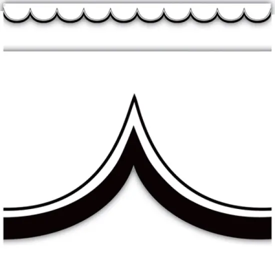 Teacher Created Resources&reg; White with Black Scalloped Die-Cut Border Trim, 35 Feet Per Pack, 6 Packs image {2}