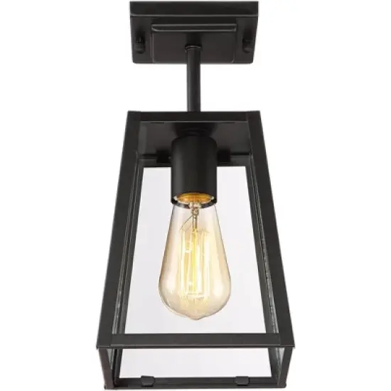 John Timberland Arrington Modern Semi Flush Mount Outdoor Ceiling Light Mystic Black 11 3/4" Clear Glass for Post Exterior Barn Deck House Porch Yard image {4}