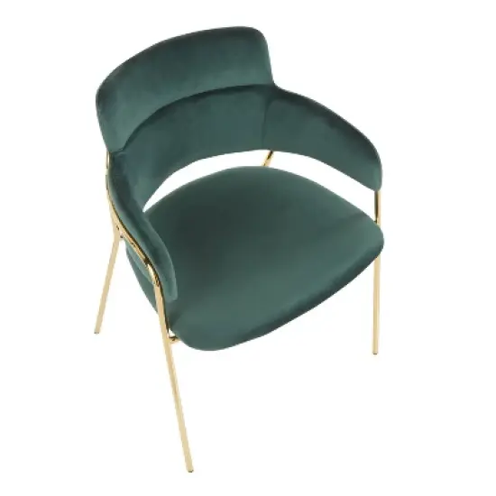 Set of 2 Napoli Contemporary Chairs Gold/Emerald Green Velvet - LumiSource: Chrome-Plated, Metal Legs, Floor Protectors image {6}