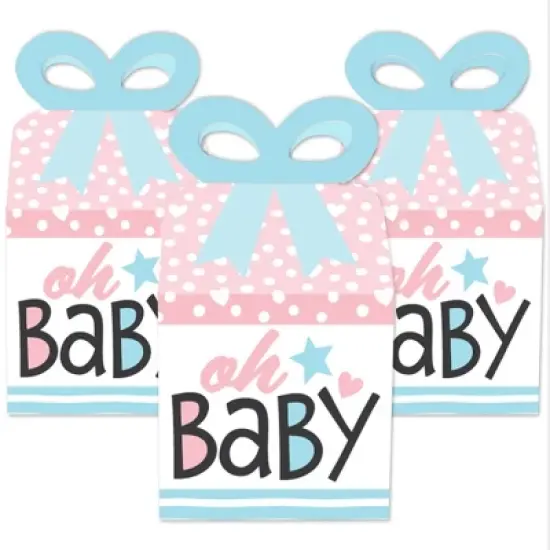 Big Dot of Happiness Baby Gender Reveal - Square Favor Gift Boxes - Team Boy or Girl Party Bow Boxes - Set of 12 image {1}