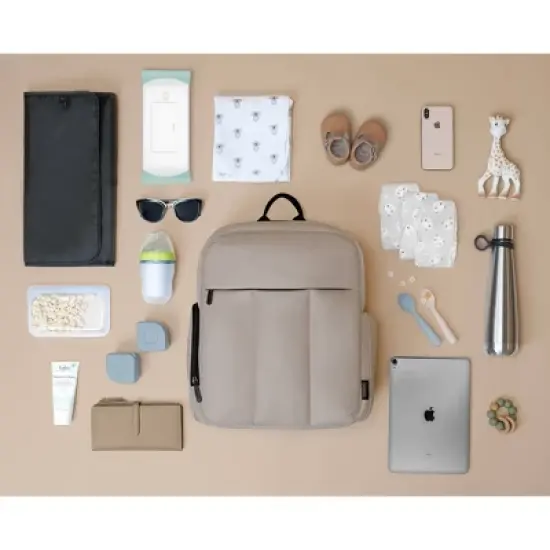 Baby Brezza Quilted Puffer Backpack Diaper Bag - Taupe image {6}