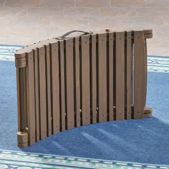 Christopher Knight Home Lahaina Outdoor Acacia Wood Folding Curved Chaise Lounge image {3}