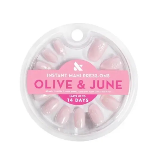 Olive & June Press-On Fake Nails - S Round - Puffy Floral Metallic - 42ct image {5}