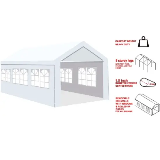 Carla 10x20ft Outdoor Wedding Party Tent Camping Patio Gazebo Canopy With Windows,Sidewalls Easy Set,Outdoor Furniture -Maison Boucle image {6}