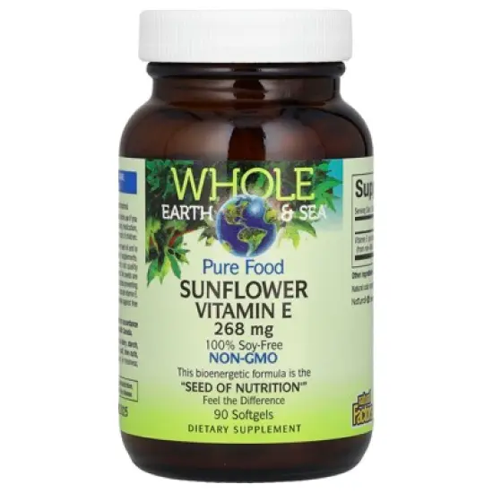 Natural Factors Whole Earth & Sea&reg;, Pure Food, Sunflower Vitamin E, 268 mg, 90 Softgels image {2}