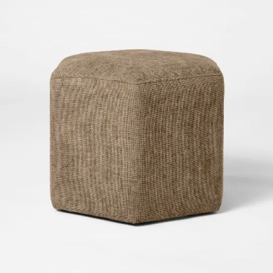 Hex Upholstered Ottoman Tan - Threshold&trade; designed with Studio McGee image {1}