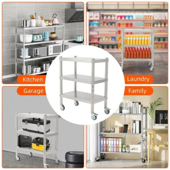 Storage Shelves, 5 Tier Stainless Steel Shelving Organizer, Heavy Duty Garage Shelving Unit, Stable Shelves Organizer for Home, Kitchen,Closet,Office image {6}