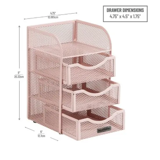 Mind Reader Paper Binder Clip Basket Metal Mesh Pink image {2}