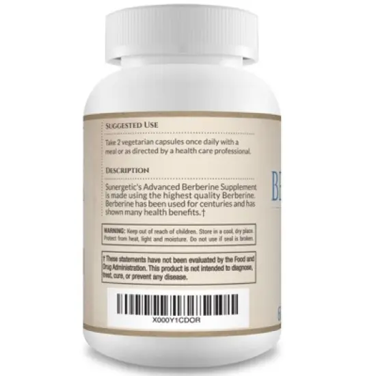 Sunergetic Premium Berberine Supplement - 1200mg of Berberine Per Serving - Berberine HCL Supplement Non-GMO - Immune Support- 60 Berberine Capsules image {2}