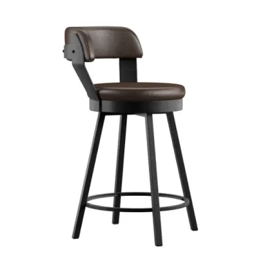 2pk 24" Meilan Faux Leather Metal Swivel Counter Height Barstools - Inspire Q image {7}