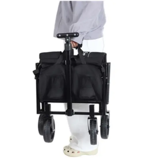 HTUTWOO 3-in-1 Convertible Folding Wagon, Expandable Dual-Layer Wagon, 180L Capacity All-Terrain Wheels, for Camping, Shopping, Gardening, Fishing image {1}