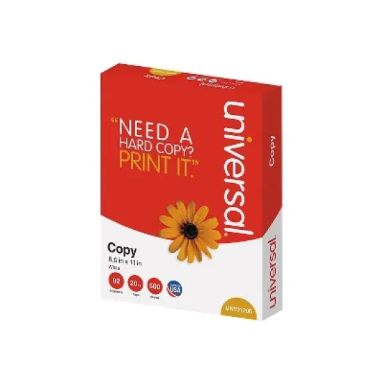 UNIVERSAL Copy Paper 92 Brightness 20lb 8-1/2 x 11 White 5000 Sheets/Carton 21200 image {4}