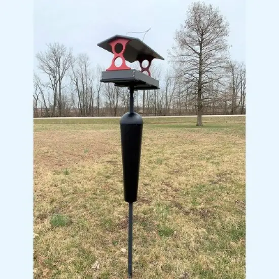 JCs Wildlife Cardinal Red and Gray Large Fly Thru Bird Feeder with Denali Squirrel Proof Mounting Pole - Squirrel Proof Bird Feeder Kit - Holds 8 Cups image {6}