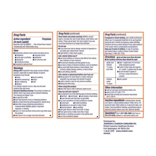 Motrin IB Pain Reliever & Fever Reducer Tablets - Ibuprofen (NSAID) - 100ct image {1}